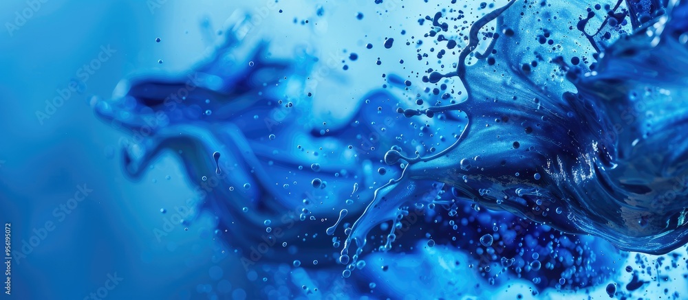 Poster blue spray paint creating a backdrop with copy space image