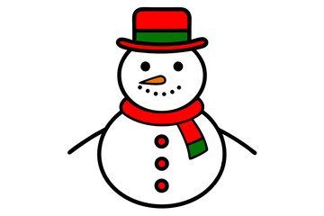 Snowman vector line art illustration