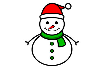 Snowman vector line art illustration