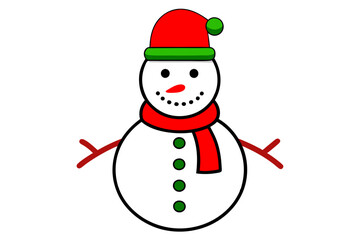 Snowman vector line art illustration