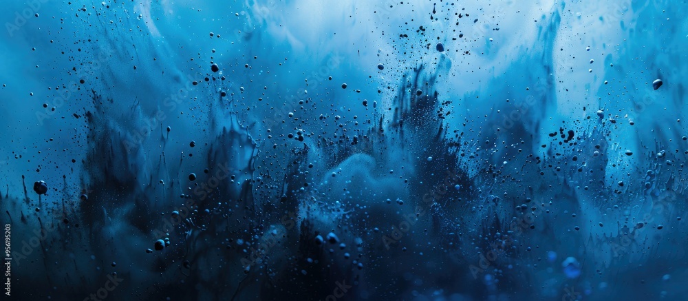 Poster blue spray paint creating a backdrop with copy space image