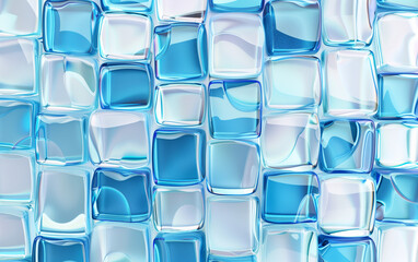 A composition of blue glass squares with rounded mosaic