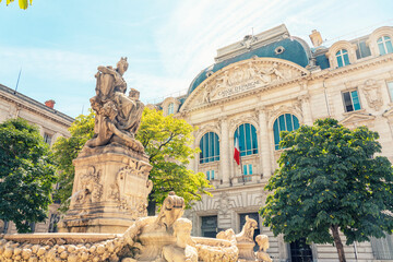 Place Estrangin-Pastr� square with fountain in the heart of Marseille, France, nobody.