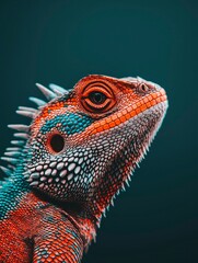 Obraz premium Close-up of a Colorful Lizard with Spiky Skin