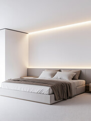 Elegant bedroom interior design with led lighting and soft tones