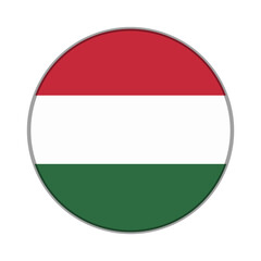 The flag of Hungary . Flag icon. Standard color. Round flag. Computer illustration. Digital illustration. Vector illustration.
