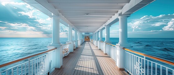 Fototapeta premium The expansive and pristine deck of a cruise ship 