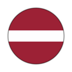 The flag of Latvia . Flag icon. Standard color. Round flag. Computer illustration. Digital illustration. Vector illustration.