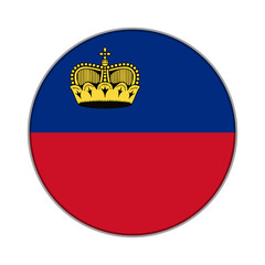 Fototapeta premium The flag of Liechtenstein . Flag icon. Standard color. Round flag. Computer illustration. Digital illustration. Vector illustration.