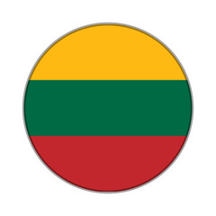 The flag of Lithuania . Flag icon. Standard color. Round flag. Computer illustration. Digital illustration. Vector illustration.