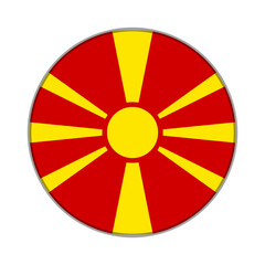 The flag of north macedonia. Flag icon. Standard color. Round flag. Computer illustration. Digital illustration. Vector illustration.