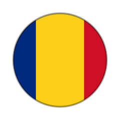 The flag of Romania . Flag icon. Standard color. Round flag. Computer illustration. Digital illustration. Vector illustration.