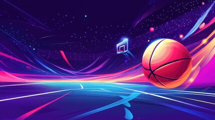 Obraz premium Basketball Court with Abstract Lights