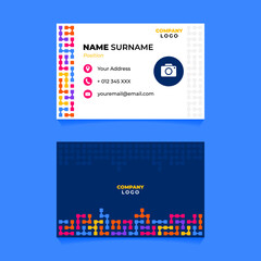 Abstract Geometric Name Card Design with Connected Rounded Square Pattern