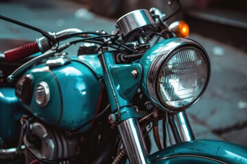 Fototapeta premium Vintage Motorcycle Headlight Close-Up