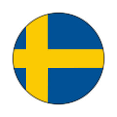 The flag of Sweden . Flag icon. Standard color. Round flag. Computer illustration. Digital illustration. Vector illustration.