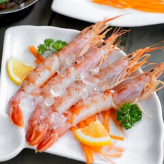 Plate of assorted seafood sashimi platter