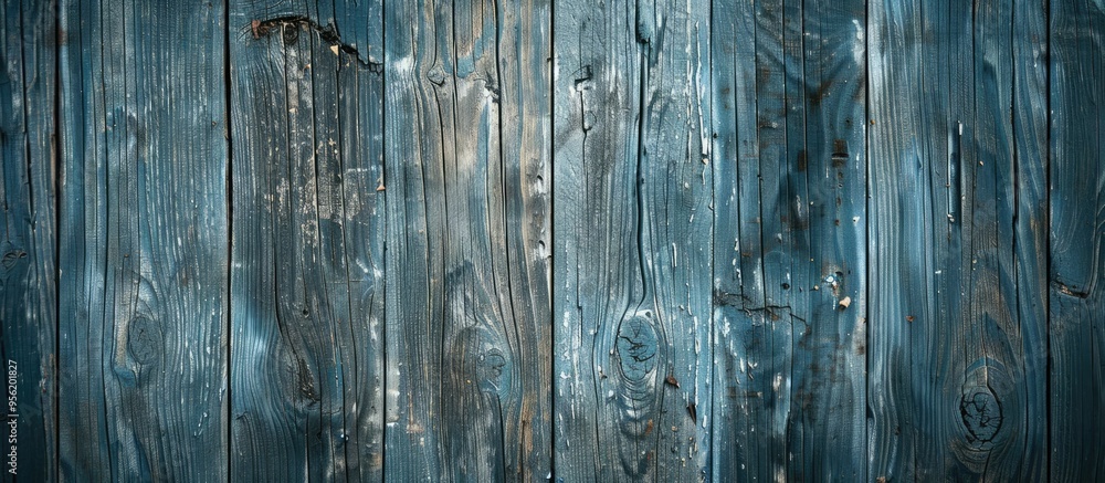 Poster wood surface with a bluish tint featuring an aged natural pattern ideal for a copy space image
