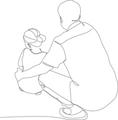 Father and daughter relaxing in nature vector illustration. Father's day. 