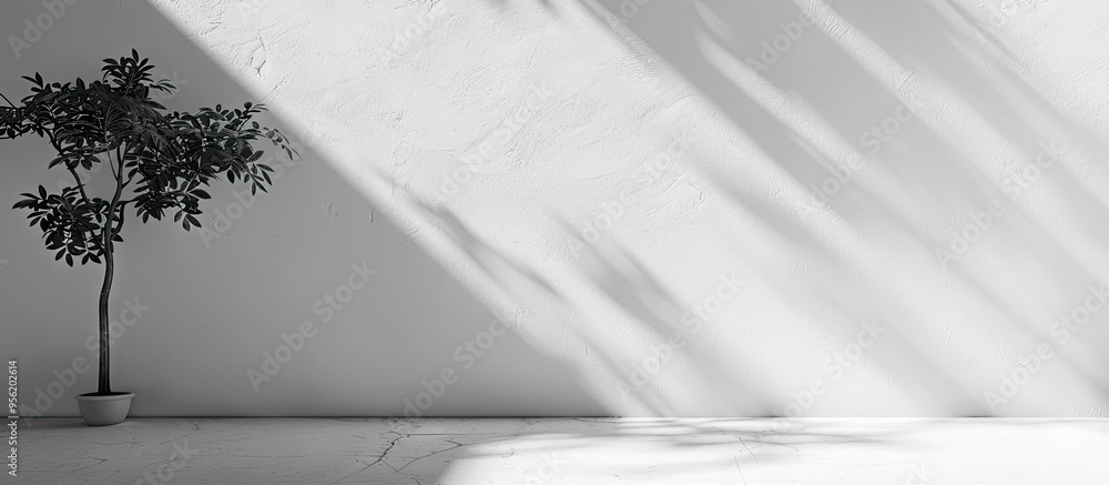 Aufkleber background with shadow texture on white wall with copy space image
