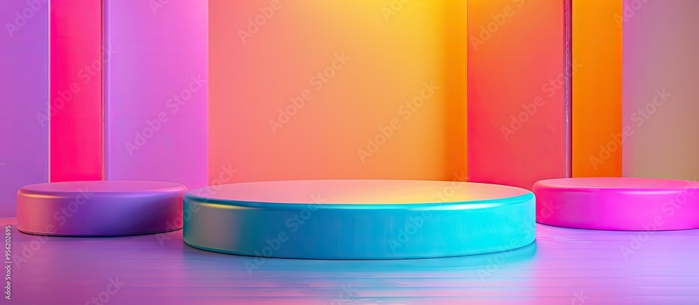 Aufkleber podium set for product photoshoot on a colorful background with copy space image