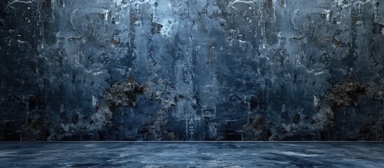 An elegant navy blue grunge wall background texture with space for text ideal for decoration or advertisements. with copyspace image