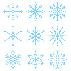 Fototapeta premium Set of snowflakes winter season collection flat illustration