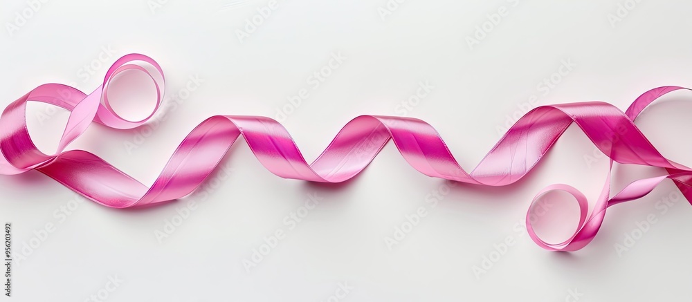 Poster pink ribbon displayed on a white background with room for text in the copy space image