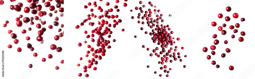 Poster The falling cranberry is isolated on a white background using a clipping path and full depth of field