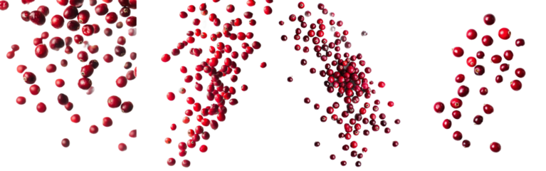 The falling cranberry is isolated on a white background using a clipping path and full depth of field