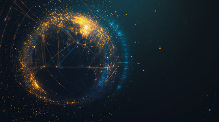 abstract business connection of line from nail node to node on world map background Innovation network points Earth's surface