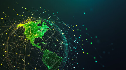 Fototapeta premium abstract business connection of line from nail node to node on world map background Innovation network points Earth's surface