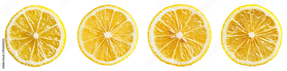 Poster An isolated white background shows a lemon slice with a clipping path