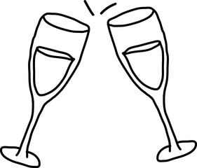 Hand-Drawn Toasting Champagne Flutes