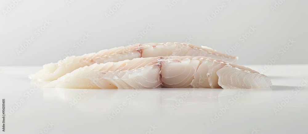 Aufkleber white background with copy space image for raw codfish fillets