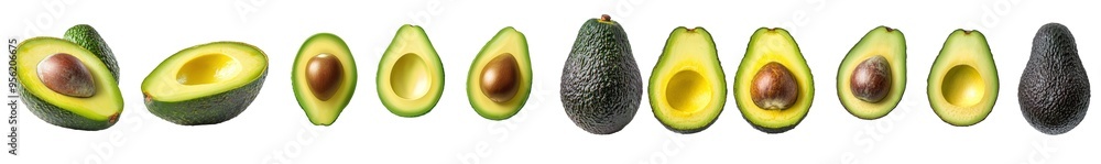 Poster the avocado is clipped on a white background with a full depth of field, isolated