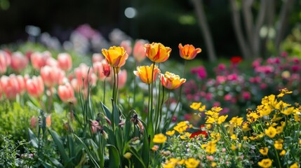 Fototapeta premium Vibrant Tulip Garden
