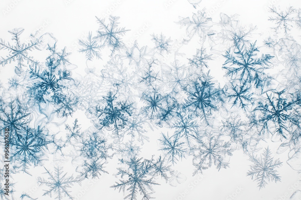 Aufkleber Delicate snowflakes and abstract lines intertwine, creating a mesmerizing design on a clean, light background. Generative AI