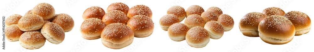 Poster clipping path, full depth of field, isolated hamburger bun on white background