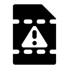 error video file, error, video, file, media, multimedia solid or glyph icon