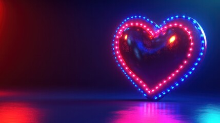 Design Template of Neon Illuminating Heart