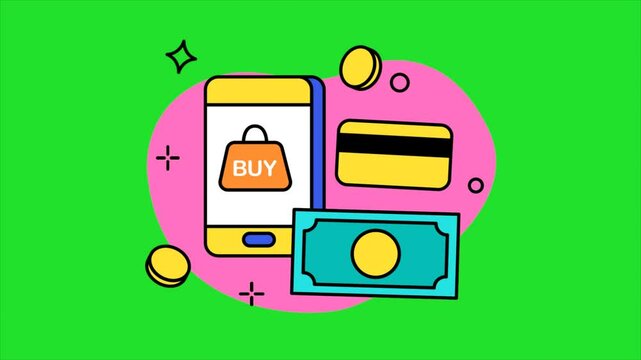 Payment Method Icon Animation With Green Screen Background
