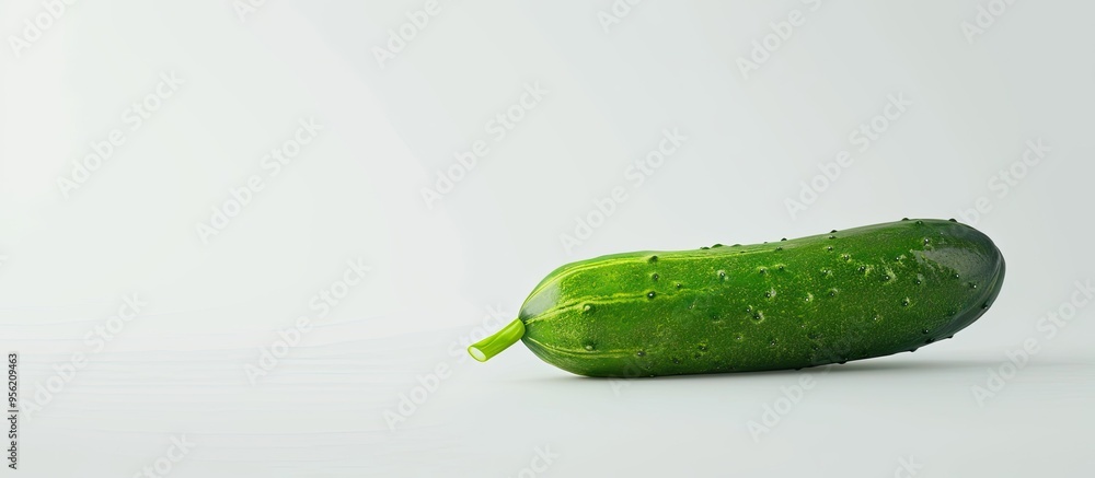 Poster Whole green cucumber isolated on a white background with clipping path for copy space image