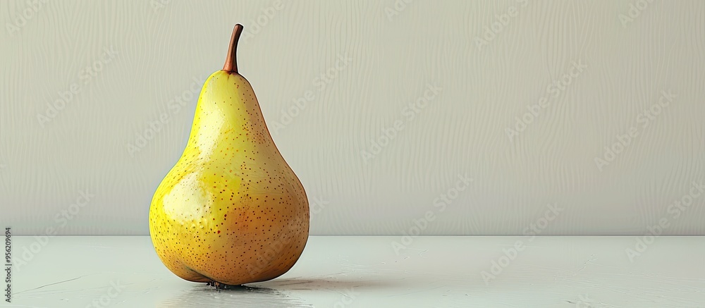 Poster fresh and delicious pear on a white background with copy space image