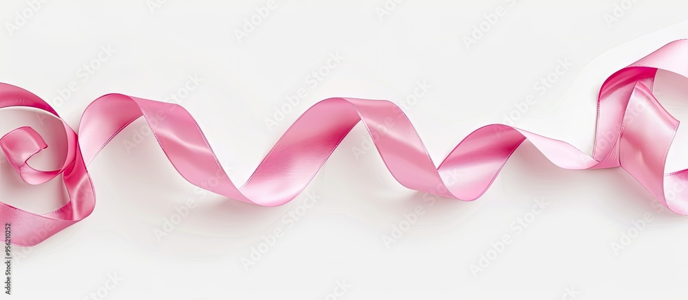 Poster pink ribbon displayed on a white background with room for text in the copy space image