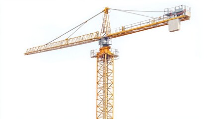 Tower crane isolated white background studio shot precision engineering