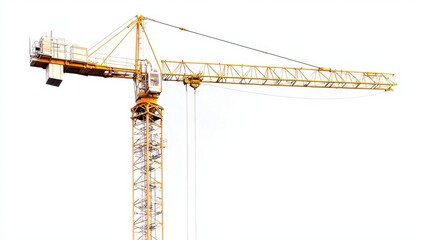Tower crane isolated white background studio shot precision engineering