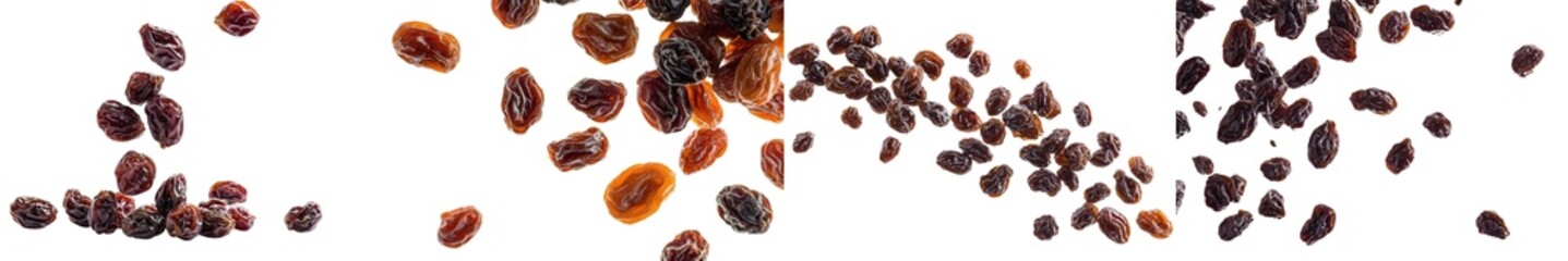 Raising raisin isolated on white background, clipping path, selective focus