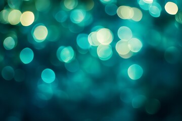 Obraz premium Soft turquoise bokeh lights create a dreamy atmosphere in a blurred background, enhancing the visual depth and serenity