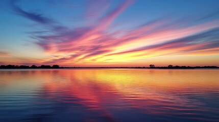 Obraz premium Vibrant Sunset Over Calm Water